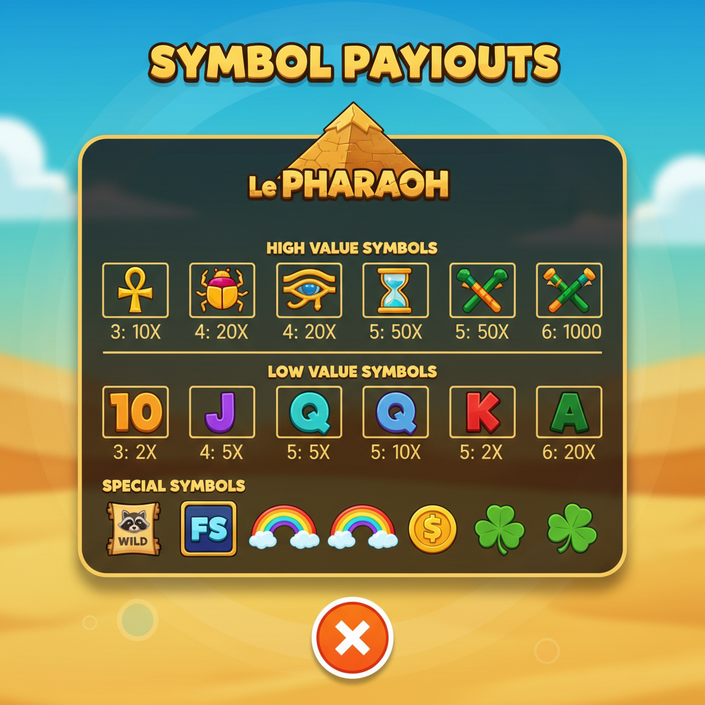 Le Pharaoh – Gewinntabelle auf mobilen Geräten