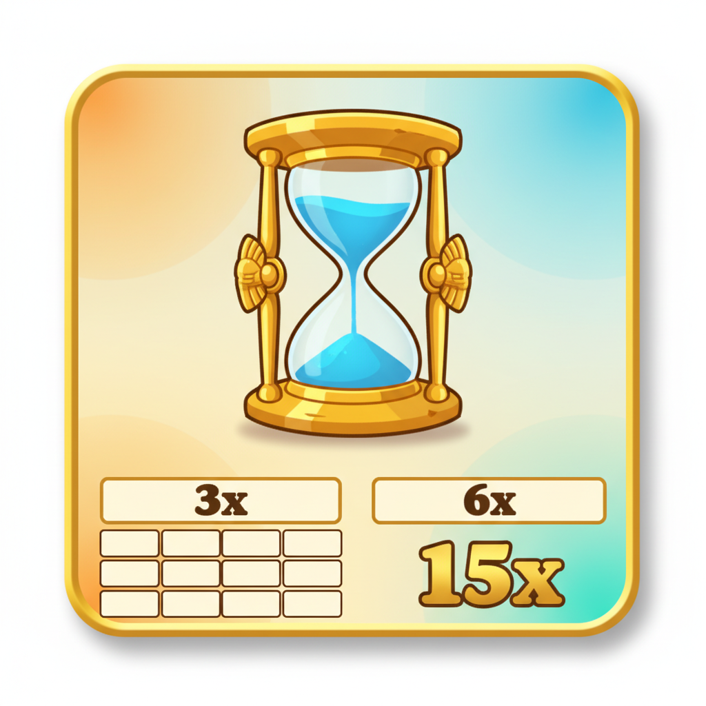 Sanduhr in Le Pharaoh — zahlt 15x bei 6 Treffern